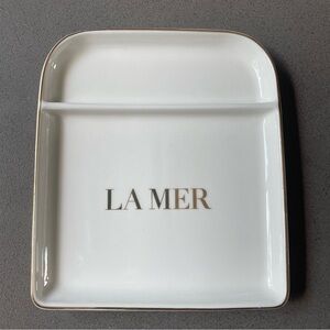 LA MER Porcelain Vanity Trinket Tray Dish Cream w/ Gold Trim